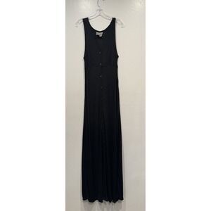 TRANSIT PAR SUCH Black Button Front Maxi Dress Womens Size 3 Sleeveless Sheer